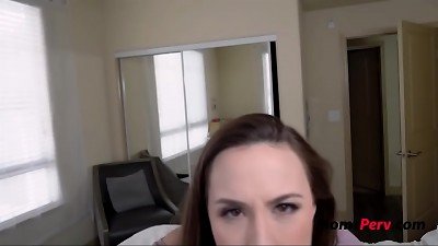 huge-titted brunette mom mom drilled While Working Out- Chanel Preston